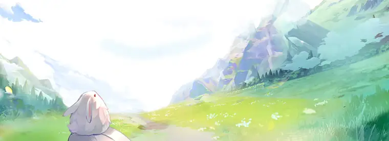 Mountain peaks and a green valley in New-Midgard